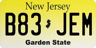 NJ license plate B83JEM