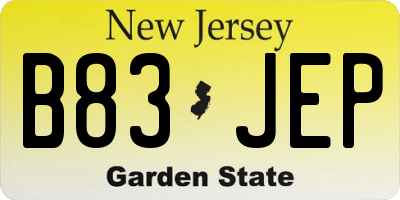 NJ license plate B83JEP