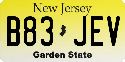 NJ license plate B83JEV