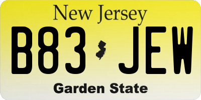 NJ license plate B83JEW