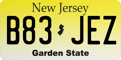 NJ license plate B83JEZ