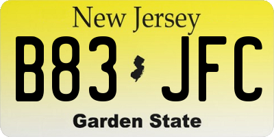 NJ license plate B83JFC