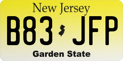 NJ license plate B83JFP