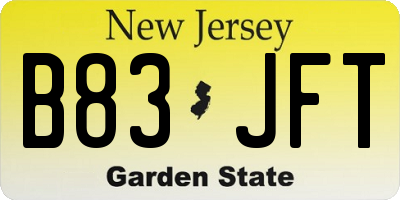 NJ license plate B83JFT