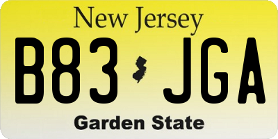 NJ license plate B83JGA