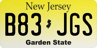NJ license plate B83JGS