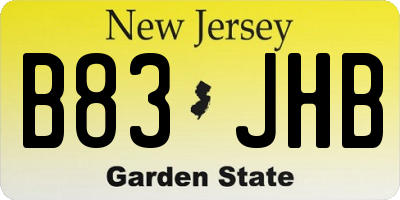 NJ license plate B83JHB