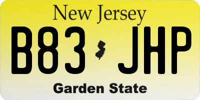 NJ license plate B83JHP