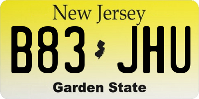NJ license plate B83JHU
