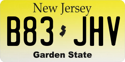 NJ license plate B83JHV