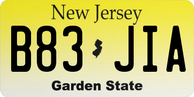 NJ license plate B83JIA