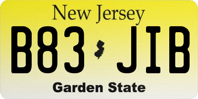 NJ license plate B83JIB