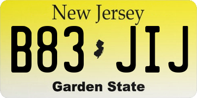 NJ license plate B83JIJ