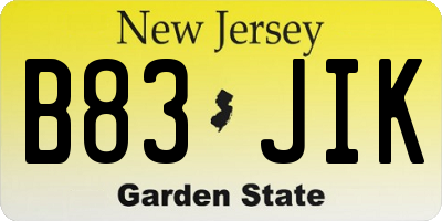 NJ license plate B83JIK