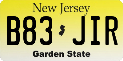 NJ license plate B83JIR