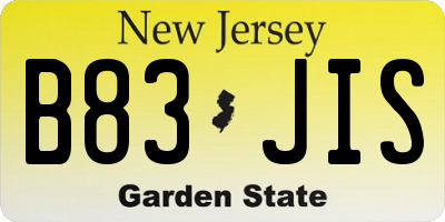 NJ license plate B83JIS
