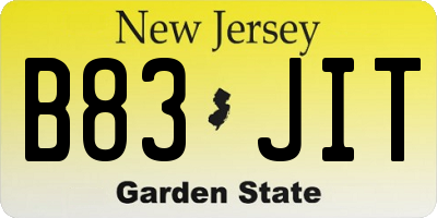 NJ license plate B83JIT