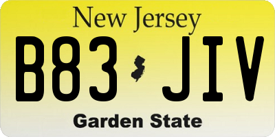 NJ license plate B83JIV