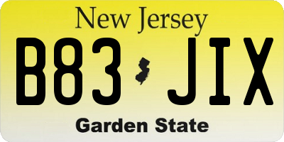NJ license plate B83JIX