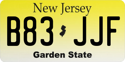 NJ license plate B83JJF