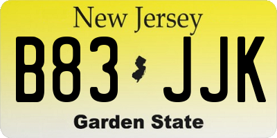 NJ license plate B83JJK