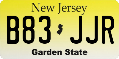 NJ license plate B83JJR