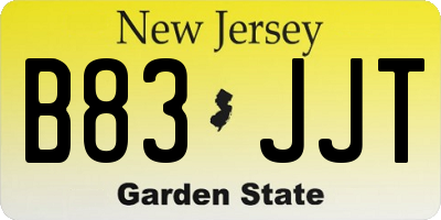 NJ license plate B83JJT