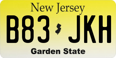 NJ license plate B83JKH