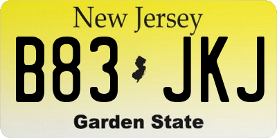 NJ license plate B83JKJ