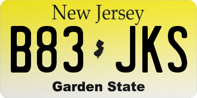 NJ license plate B83JKS