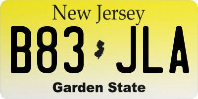 NJ license plate B83JLA