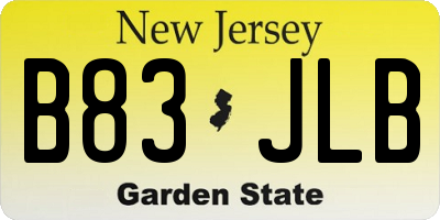 NJ license plate B83JLB