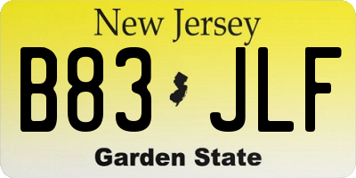 NJ license plate B83JLF