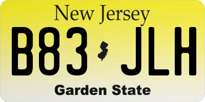 NJ license plate B83JLH