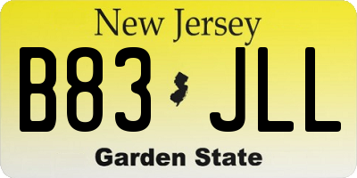 NJ license plate B83JLL