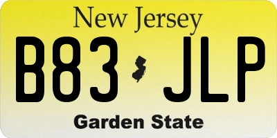 NJ license plate B83JLP