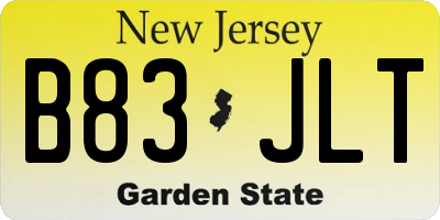 NJ license plate B83JLT