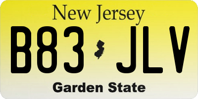 NJ license plate B83JLV