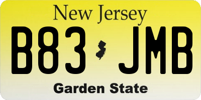 NJ license plate B83JMB