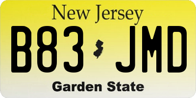 NJ license plate B83JMD