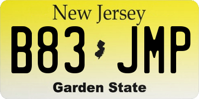 NJ license plate B83JMP
