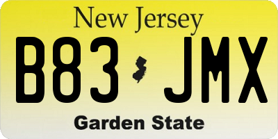 NJ license plate B83JMX