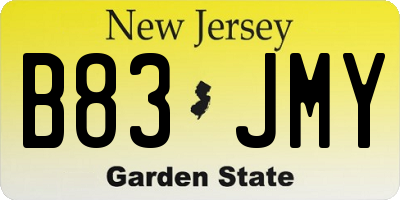 NJ license plate B83JMY