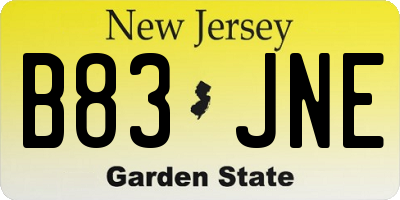 NJ license plate B83JNE