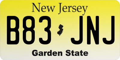NJ license plate B83JNJ