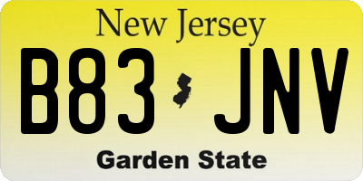 NJ license plate B83JNV