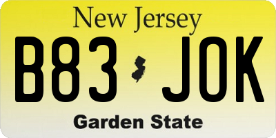 NJ license plate B83JOK