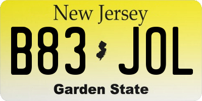 NJ license plate B83JOL