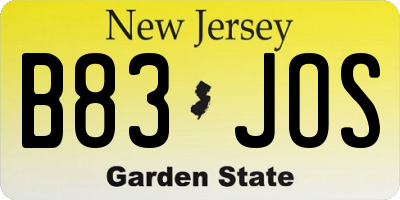 NJ license plate B83JOS