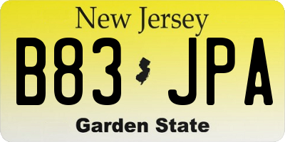 NJ license plate B83JPA